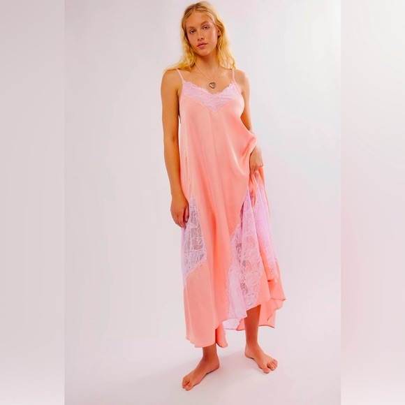 Elegant Pink Lace Slip Dress